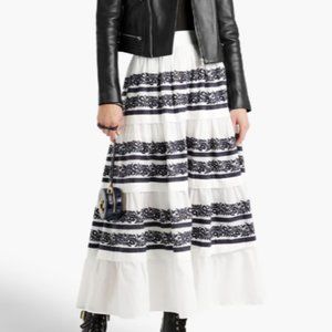 Maje Jolipa tiered embroidered cotton midi skirt